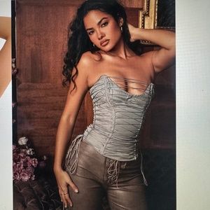 Mirabelle Smoke Lace up Corset, House of CB, grey, size L+